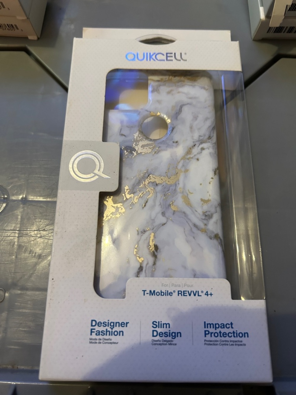 White Marble Phone Case with Gold Accents for T-Mobile REVVL 4+